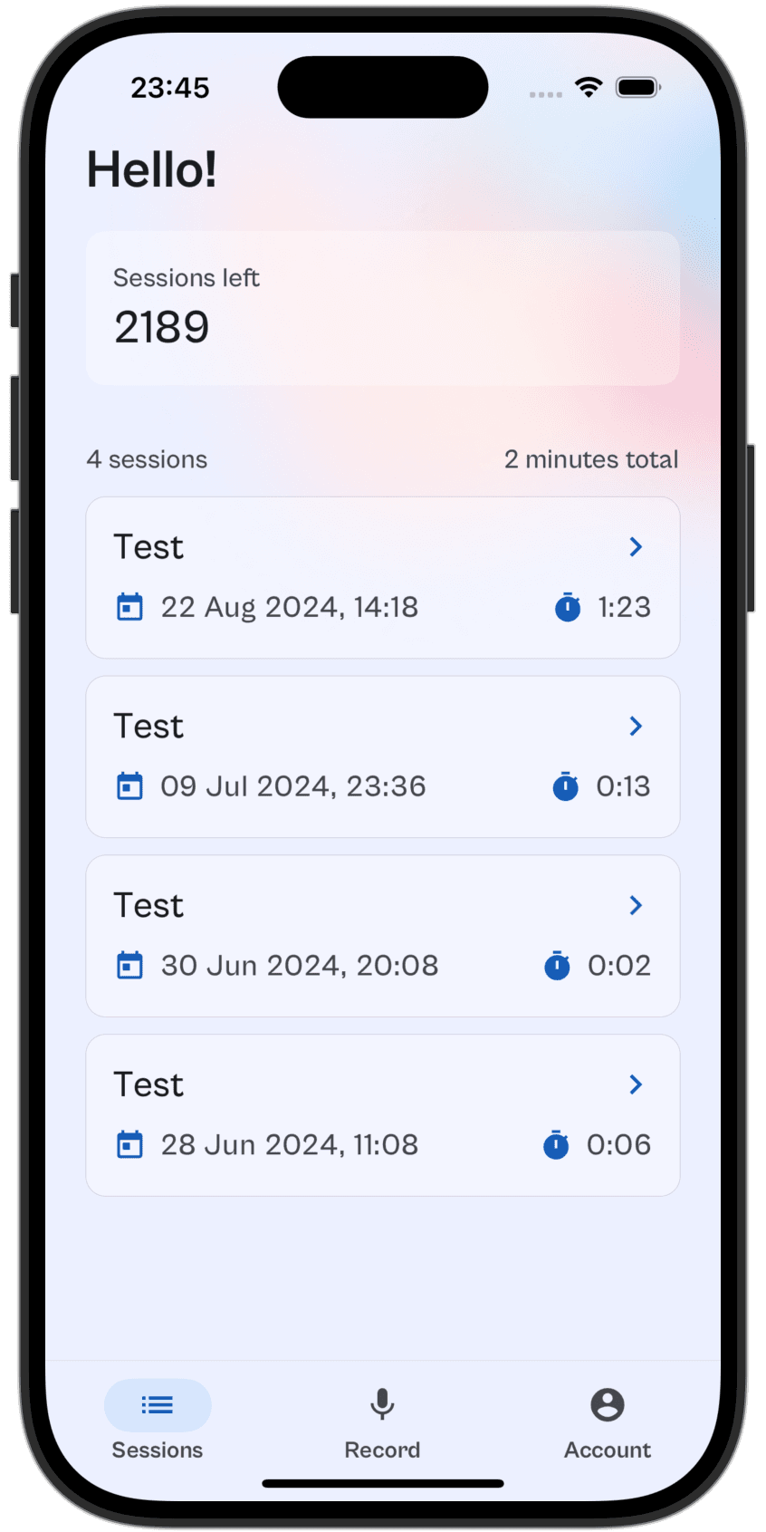 mobile application screenshot