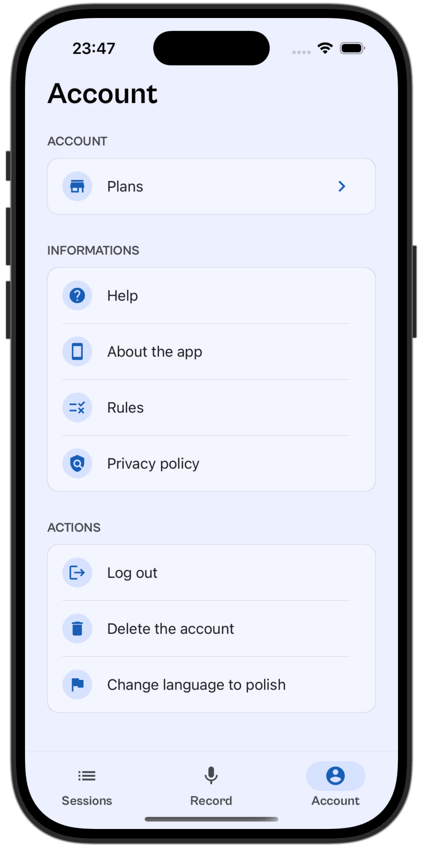 mobile application screenshot