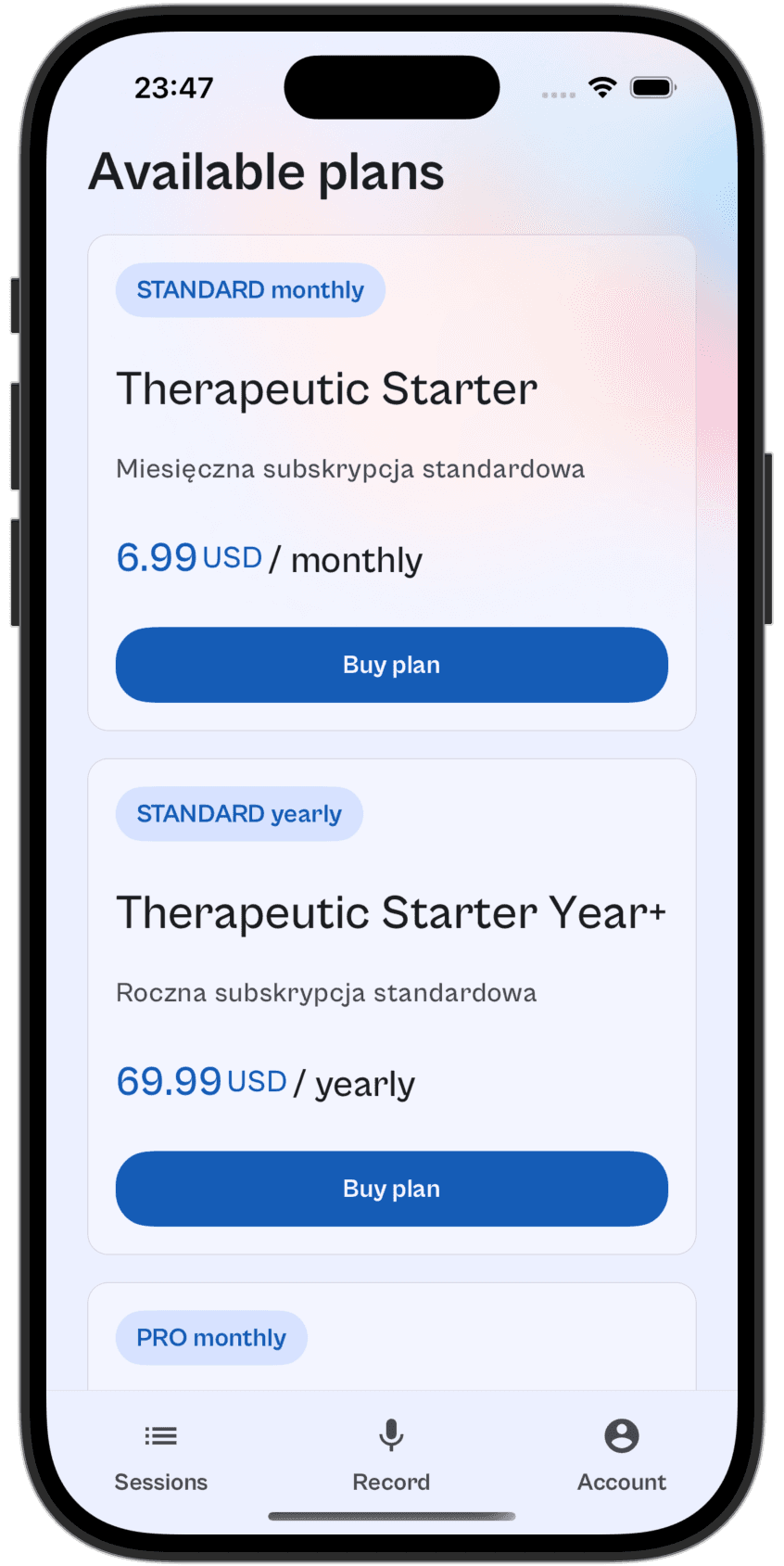 mobile application screenshot